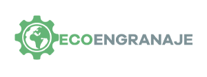EcoEngranaje logo: a green gear with a world map inside, followed by the brand name ECOENGRANAJE in gray-green letters.